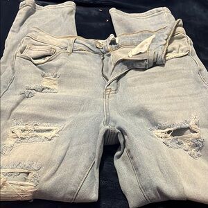 Wax Jean Light Gray Distressed Boyfriend Jeans